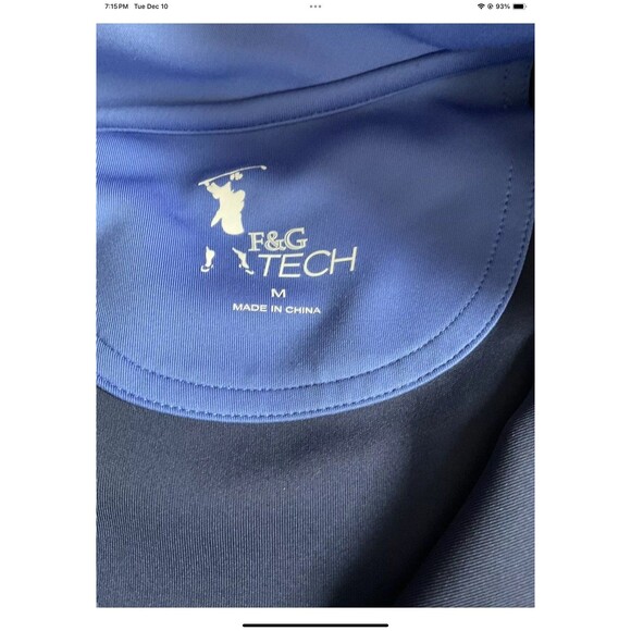 Fairway Green Tech F&G Pullover Mens M Navy Blue 1/4 Zip Golf Logo Long Sleeve - Picture 5 of 7